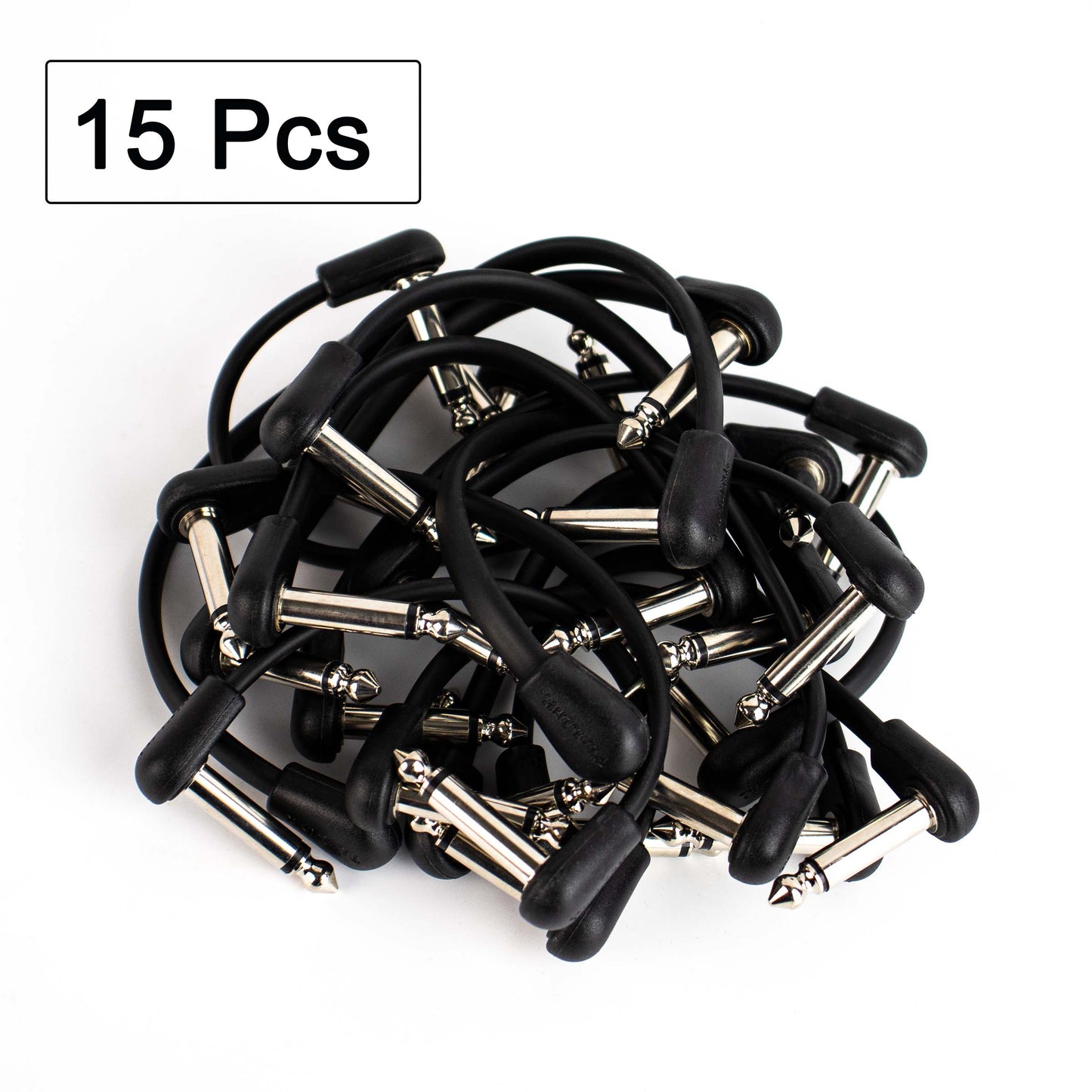 15 Pack Guitar Patch Cable, 6 inch Lenth, 1/4 inch Right Angle TS Instrument Patch Cable,for Guitar Effect Pedal