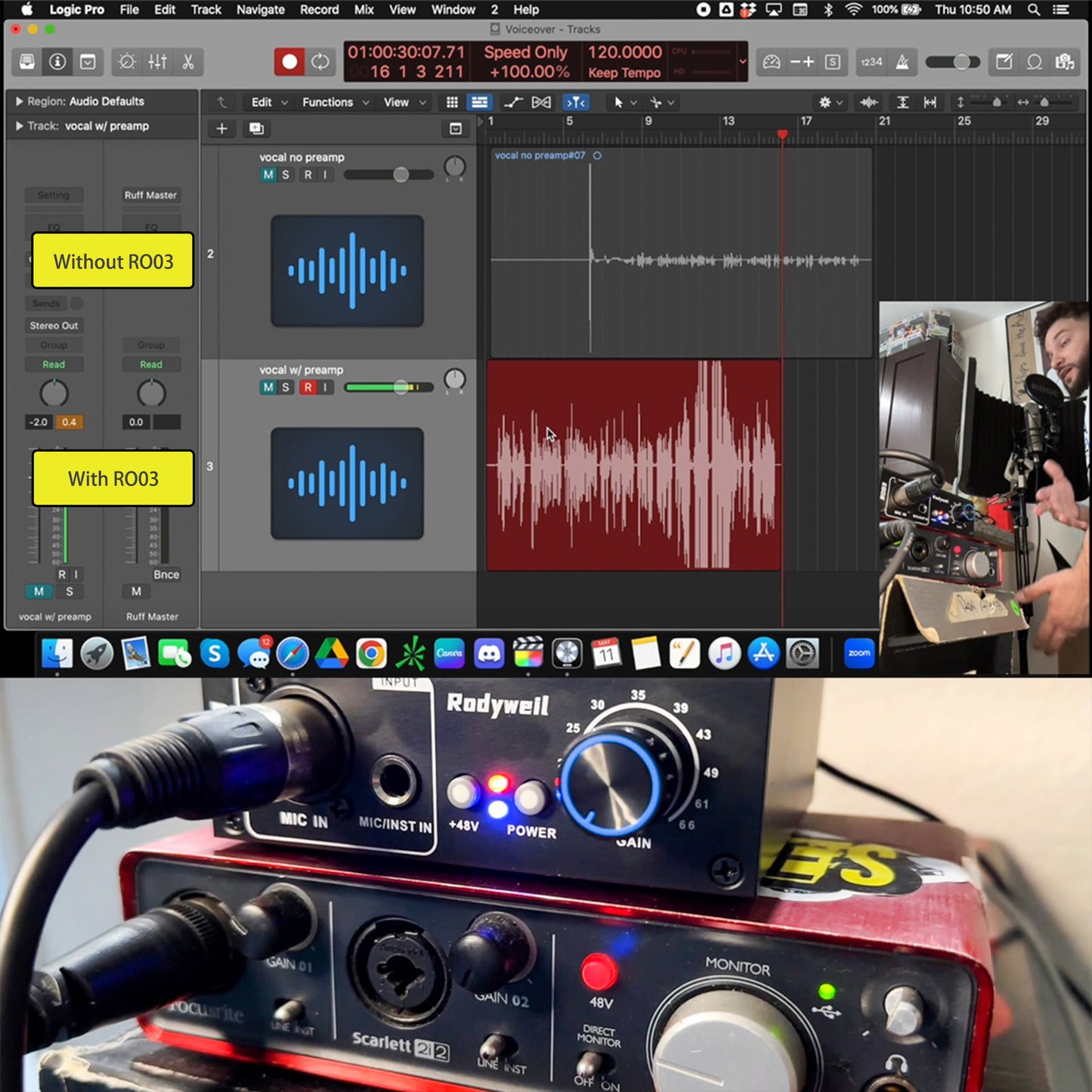 2026 Upgraded RO03 Mic Preamp, -120db EIN Ultral Low Noise Booster, for Dynamic & Condenser & Ribbon Microphone & Instrument, XLR/TRS Line Out, Type C Powered,with Build in 48V