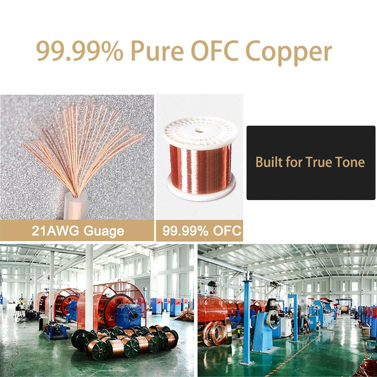 Right Angle Guitar Cable 5 Pack 10ft, 1/4 inch TS Instrument Cable, Amp Cord, 21 AWG Guage 99.99% OFC for Fender Electric Guitar