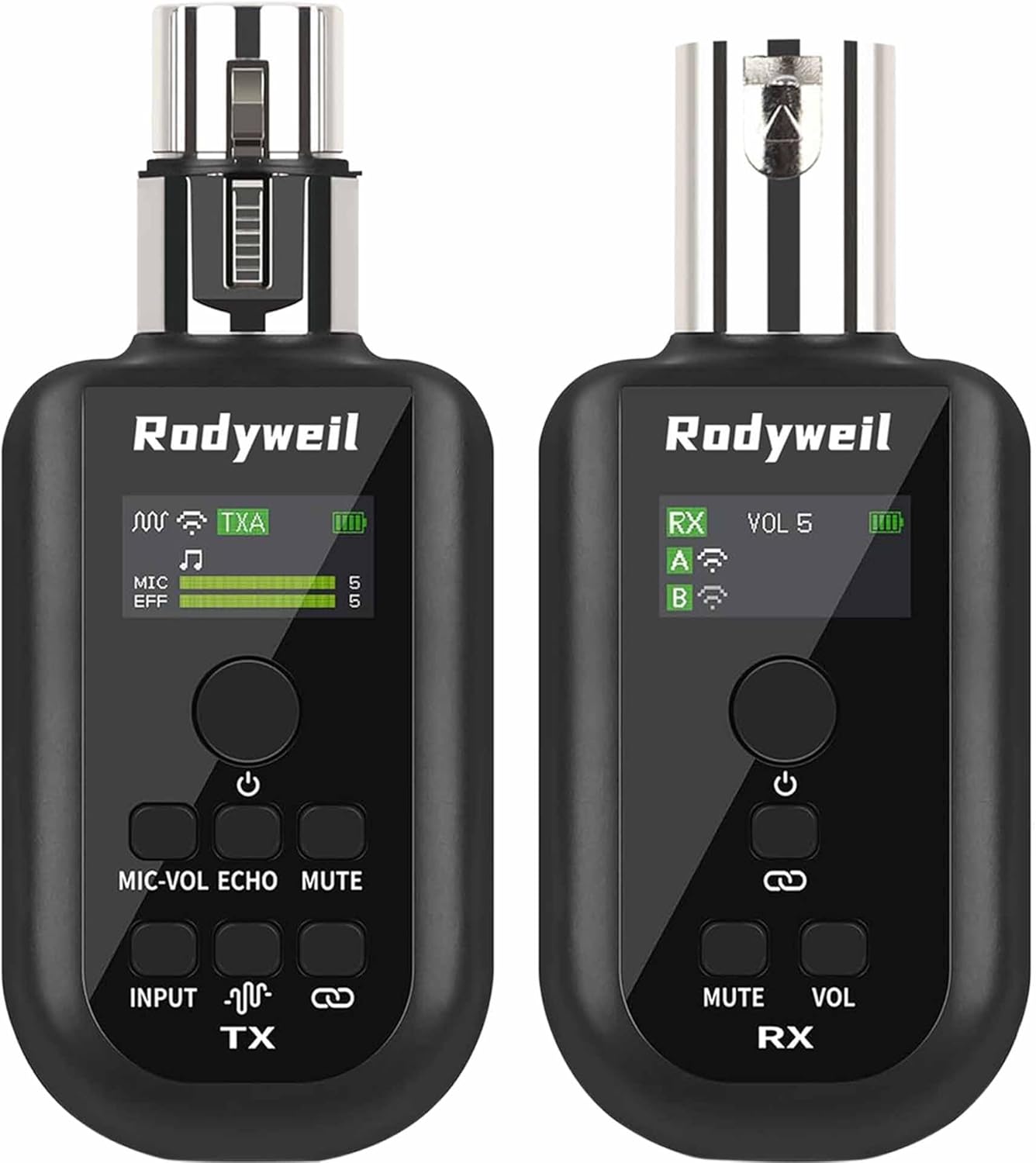 XLR Wireless Transmitter and Receiver with Noise Reduction Reverb +48V Mute Features for Dynamic Condenser Microphone PA System